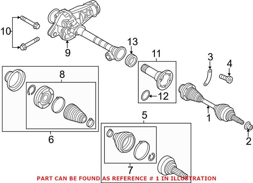 Audi VW Axle Assembly - Front (New) 7P0407271C